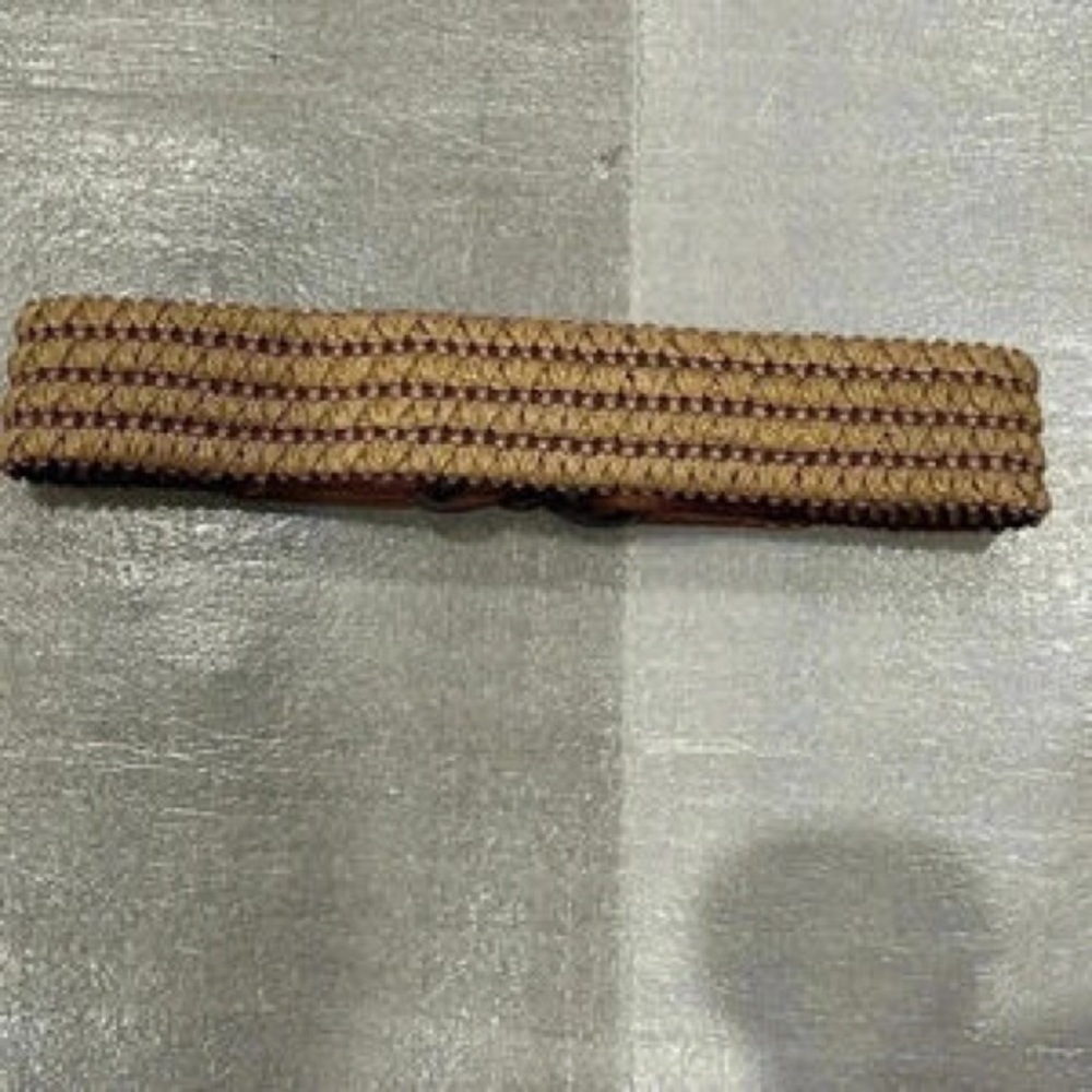 Woven Stretch Waist Belt with Brown Leather Accents - Women - Picture 3 of 6